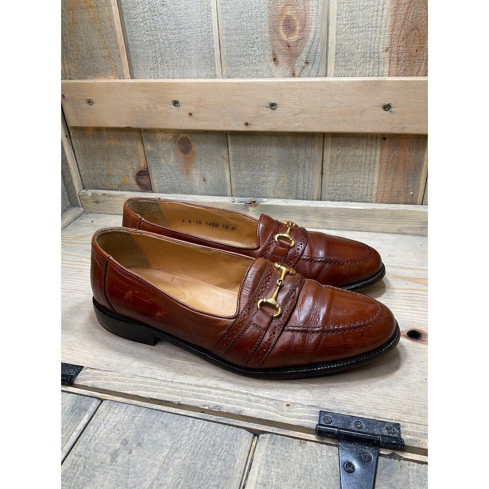 𝅺JOHNSTON & Murphy Cellini Tan Brown Leather Men's Loafers Slip On 10M  Italy